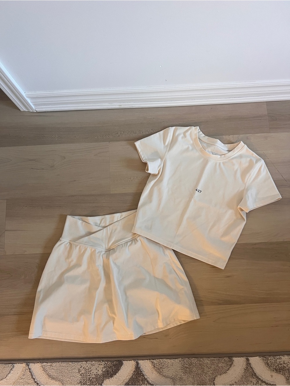437 Cream Skort and Cropped Tee Set
